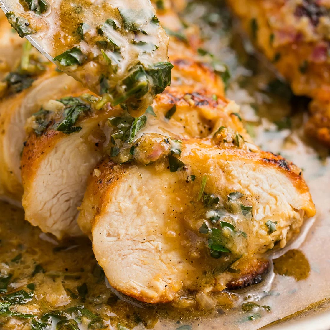 Garlic Herb Butter Baked Chicken with Mashed Potatoes