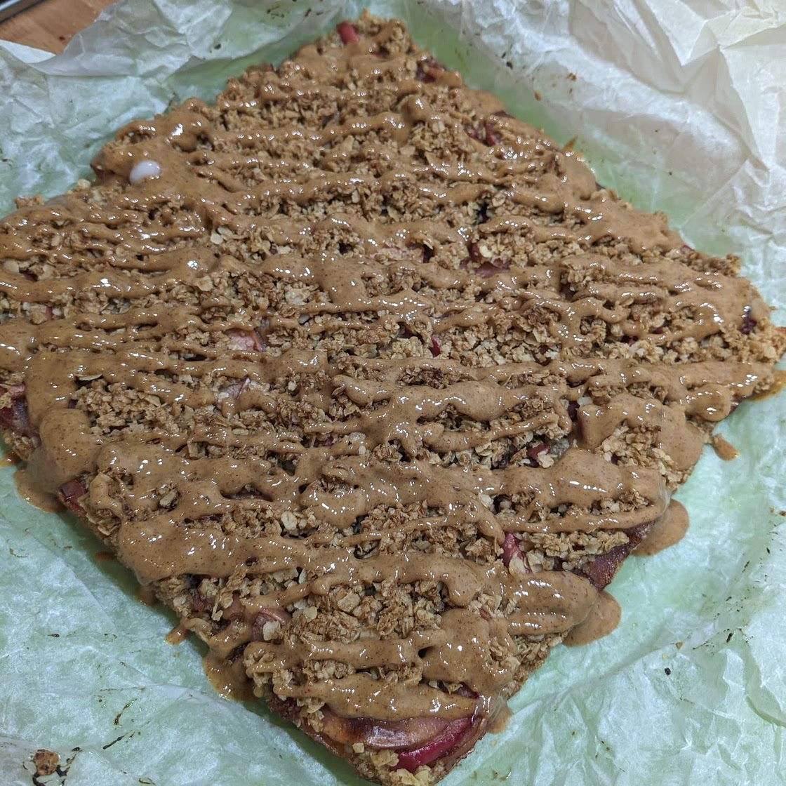 Healthy Apple Pie Bars with Salted Peanut Butter Caramel