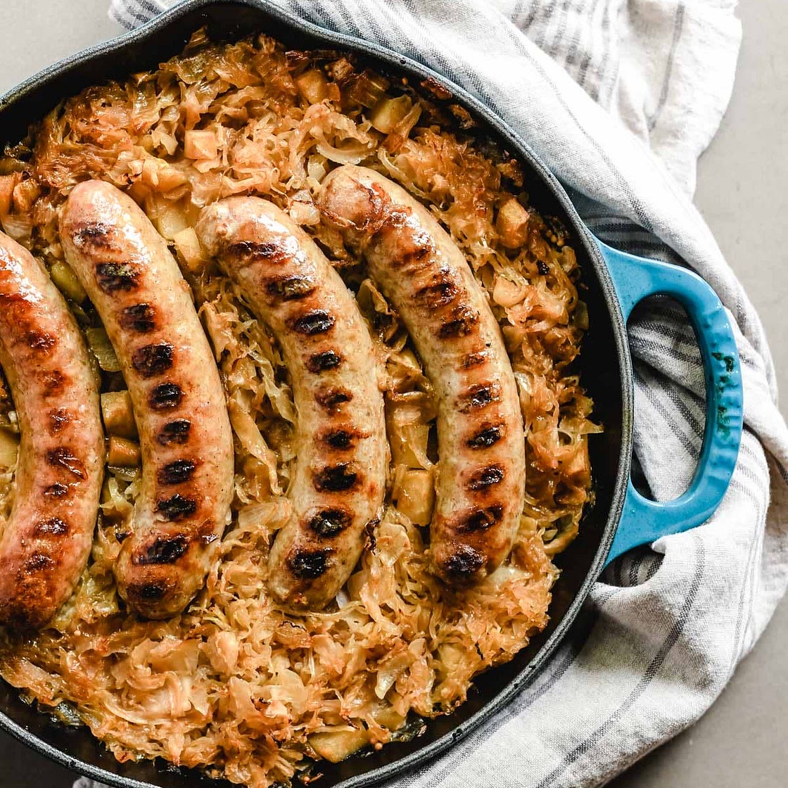 Baked Bratwurst and Sauerkraut 