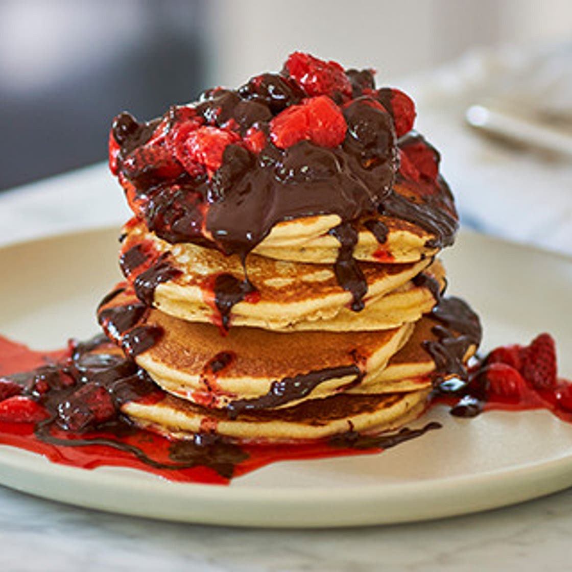 Chocolate Strawberry Buttermilk Pancakes
