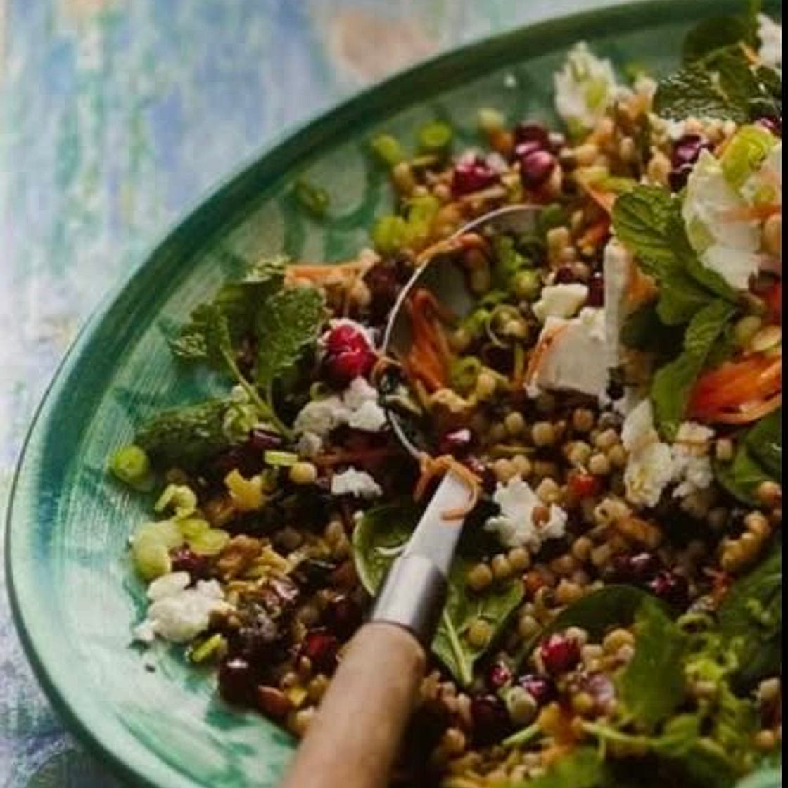 Nutty Pearl Couscous Salad with Feta & Dates