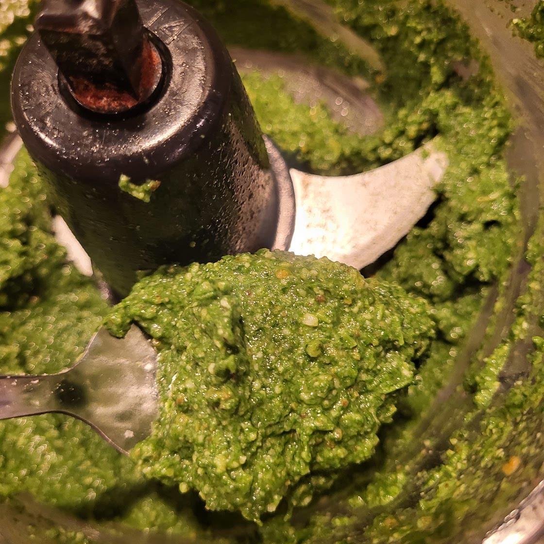 Lightened Extra Virgin Olive Oil Pesto