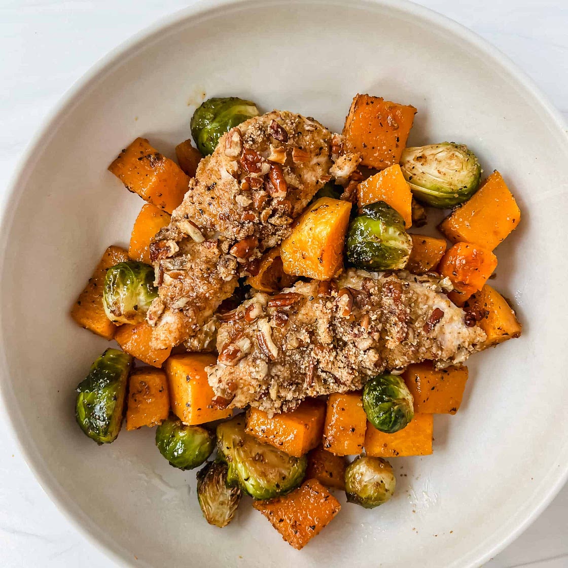 Sheet Pan Pecan Crusted Chicken with Fall Harvest Vegetables