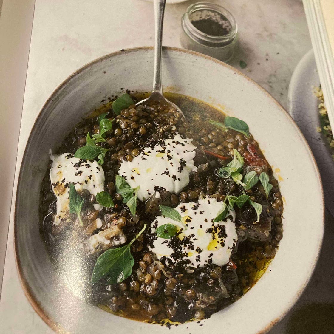 Puy lentil aubergine stew 