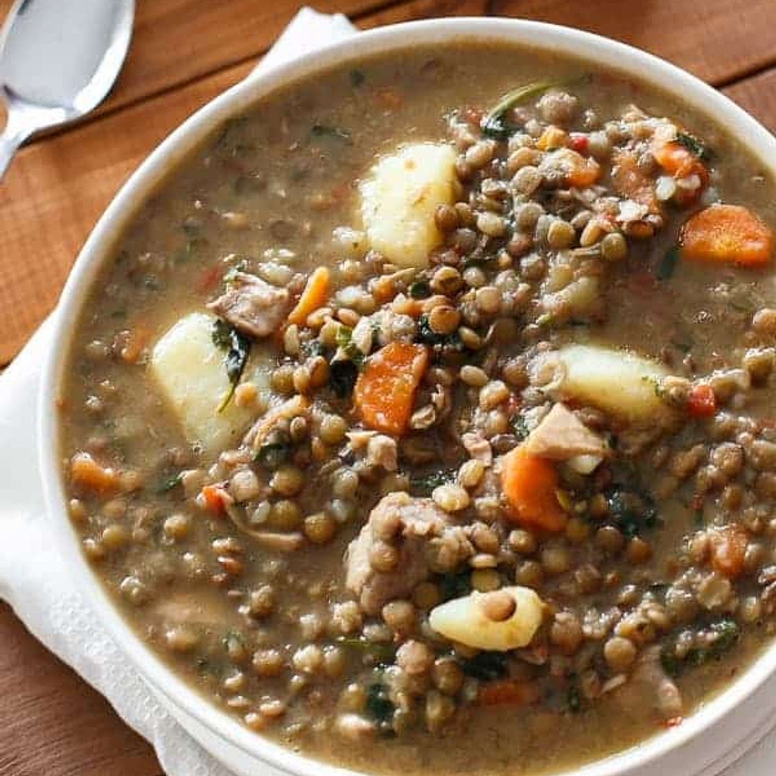 Chicken pumpkin lentil stew