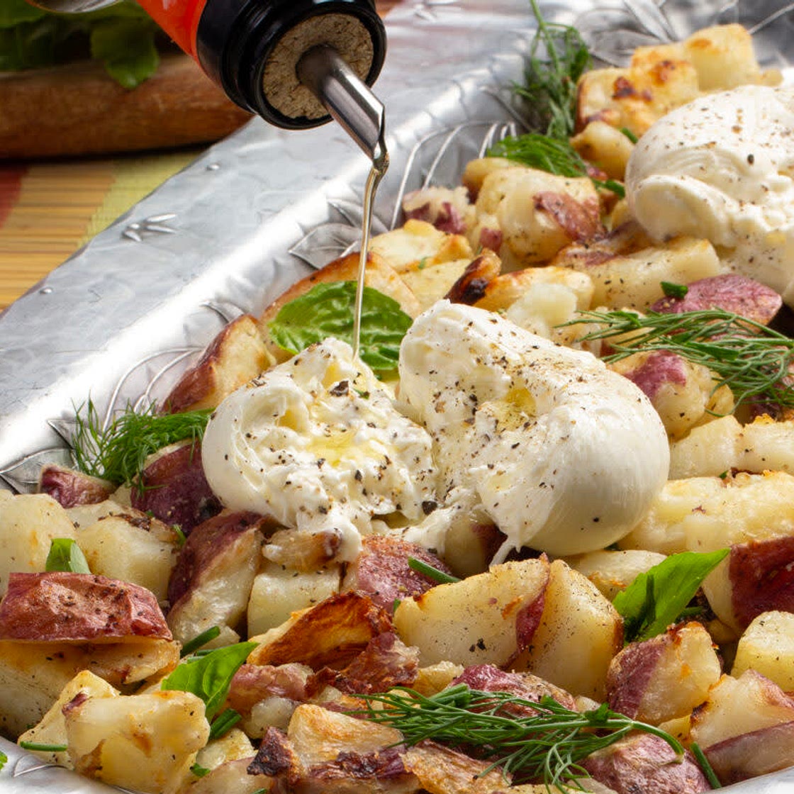 Roasted Herb Potatoes with Burrata