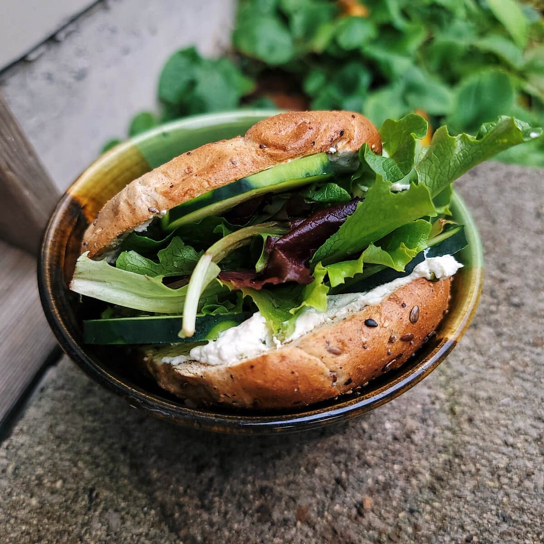 Herbed Veggie Bagel Sandwich (Vegan) — grapes lauren