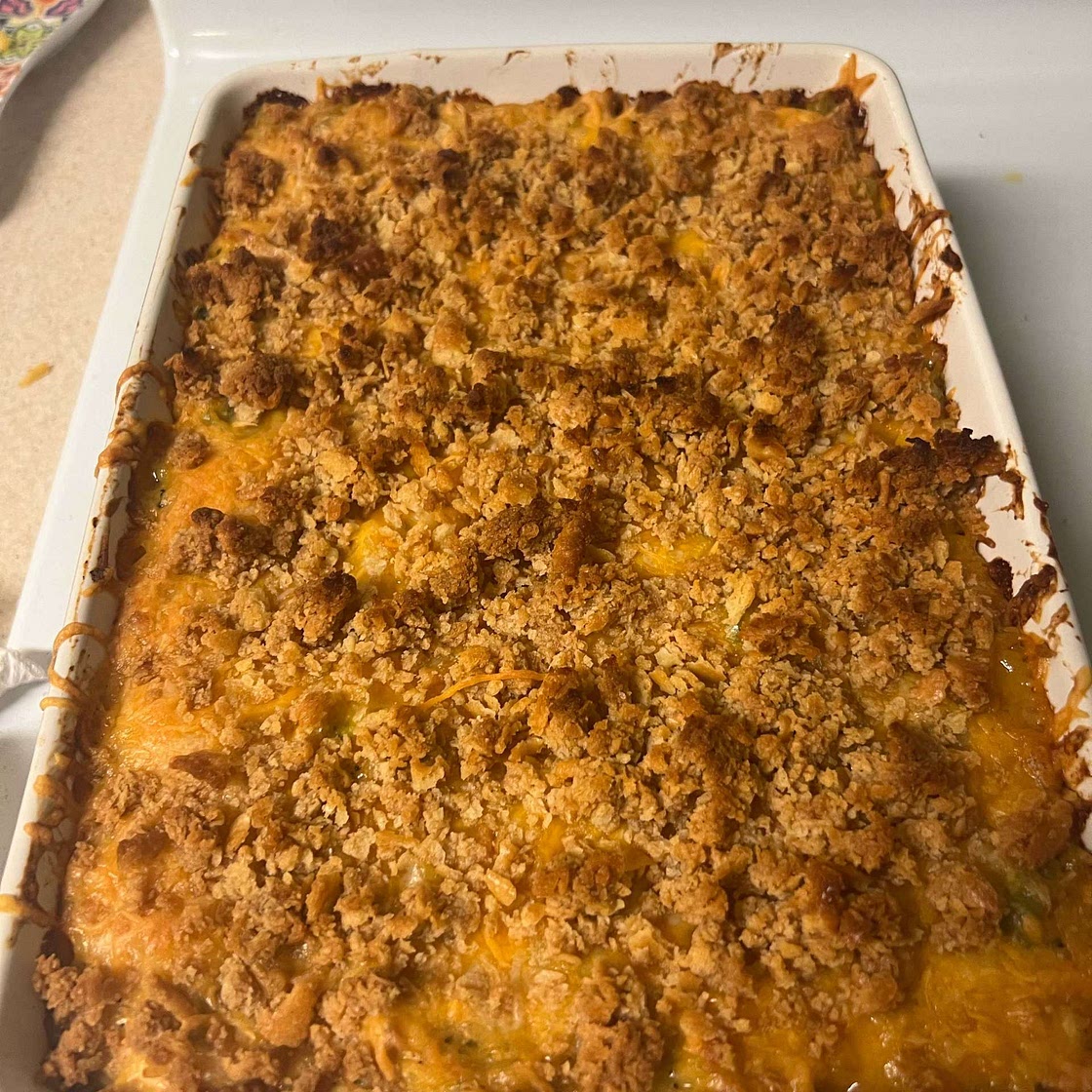 Broccoli Cheddar Chicken Bake with Crackers