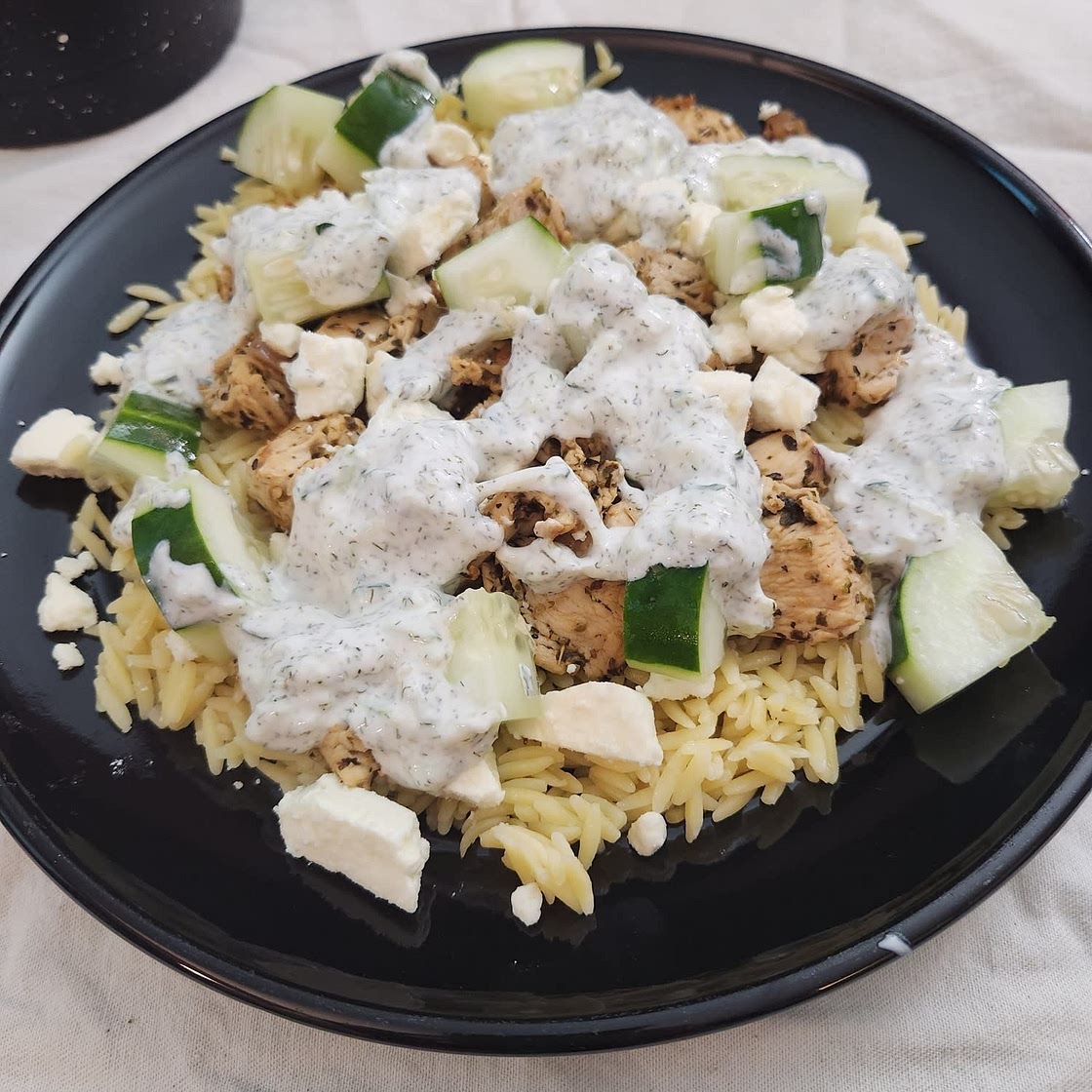 Greek Chicken Orzo Power Bowls