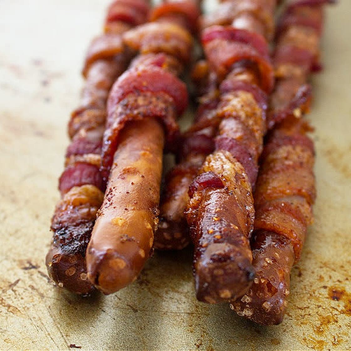 Bacon Wrapped Pretzel Rods