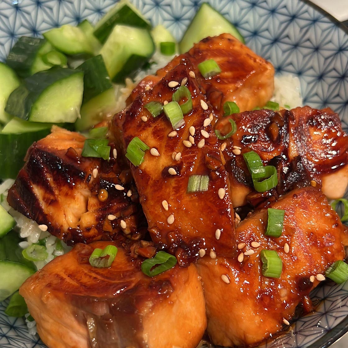 Soy Garlic Salmon with cilantro lime rice 
