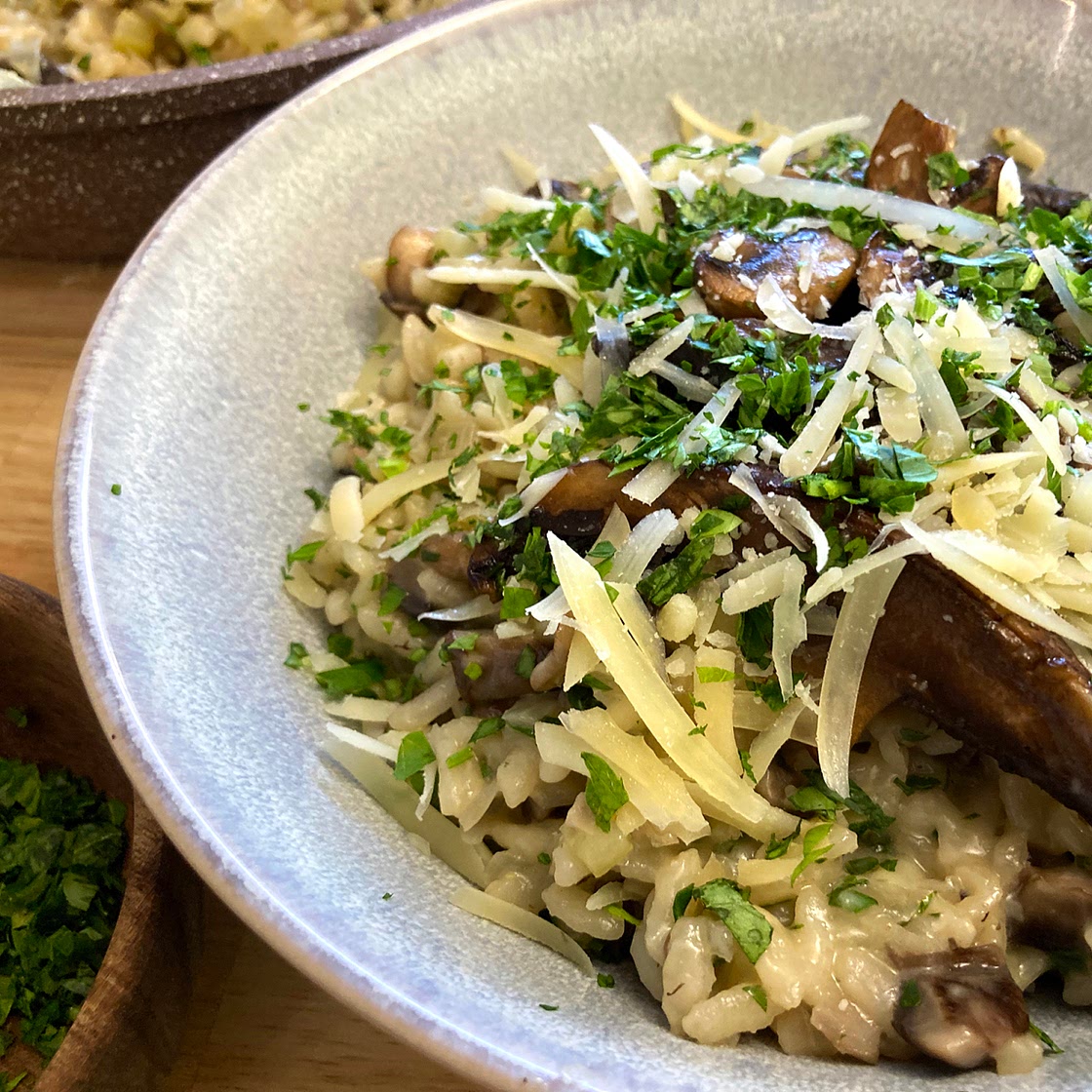 Easy Rustic Mushroom Risotto Vegetarian Recipe. Homemade step by step.