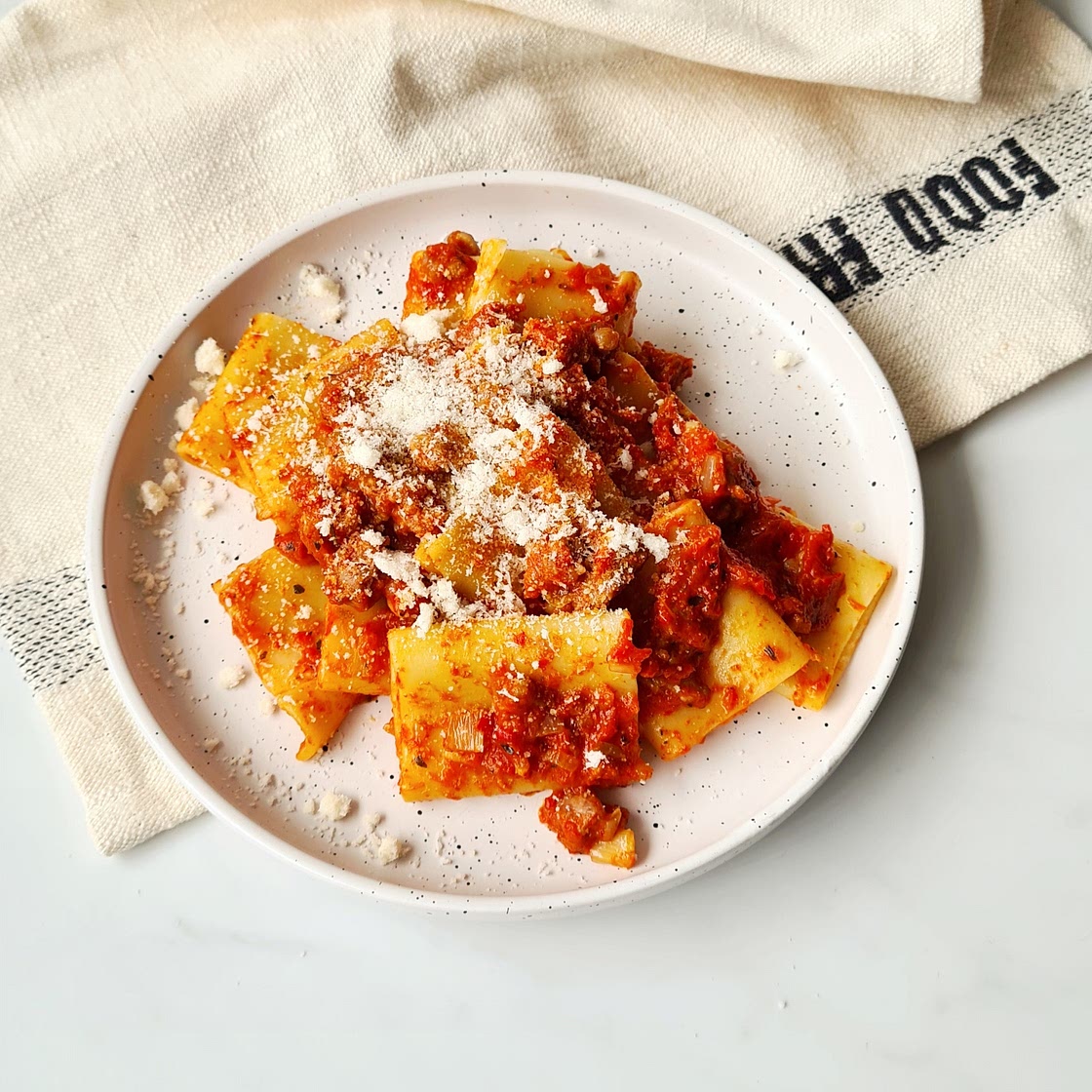Paccheri with roasted peppers