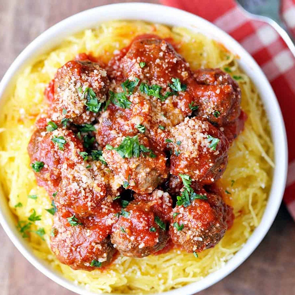 Turkey Meatballs with Marinara Sauce and Spaghetti Squash