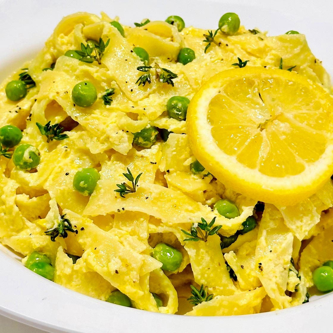Fettuccine with Green Peas in Lemon Crème Fraîche