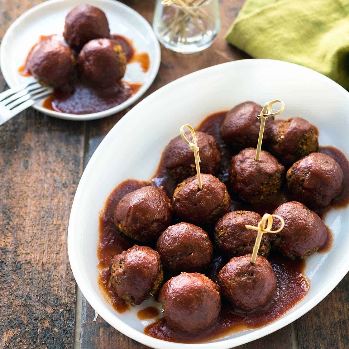 Air Fryer BBQ Lentil Meatballs