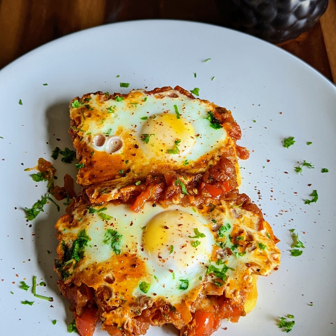 Shakshuka on Potato Waffles