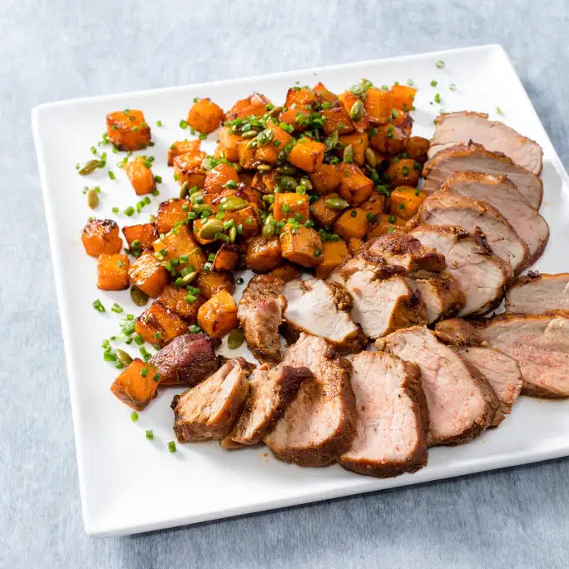 Sweet and Smoky Pork Tenderloin with Roasted Butternut Squash