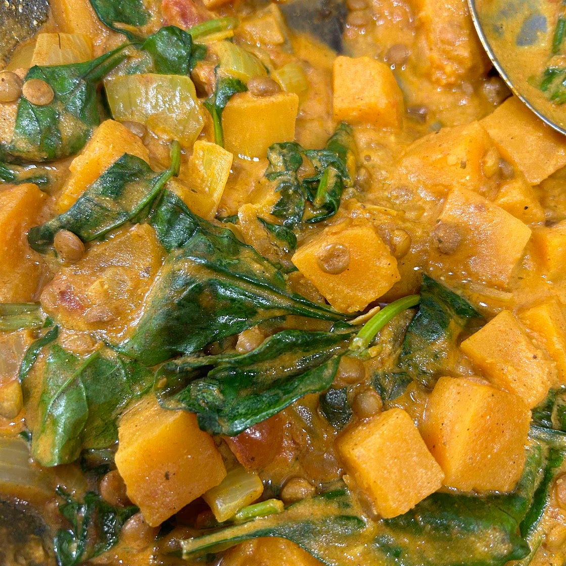 Coconut and squash dhansak 