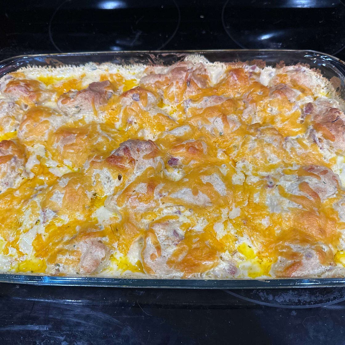 Chicken Bacon Ranch Casserole with Biscuits