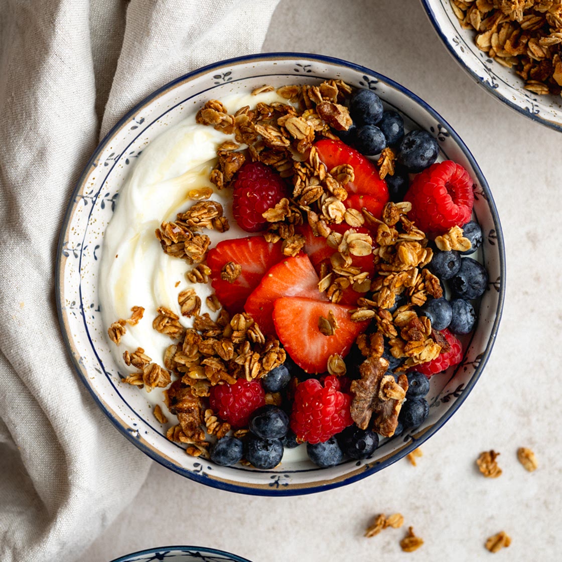 Fruit, Granola, & Greek Yogurt Breakfast Bowls