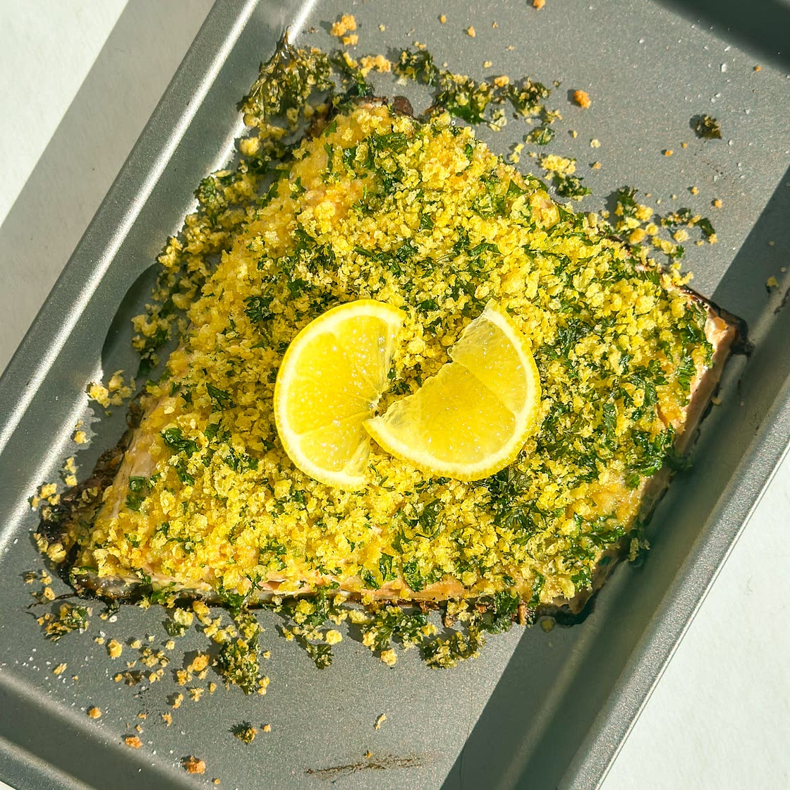 Baked panko crusted salmon