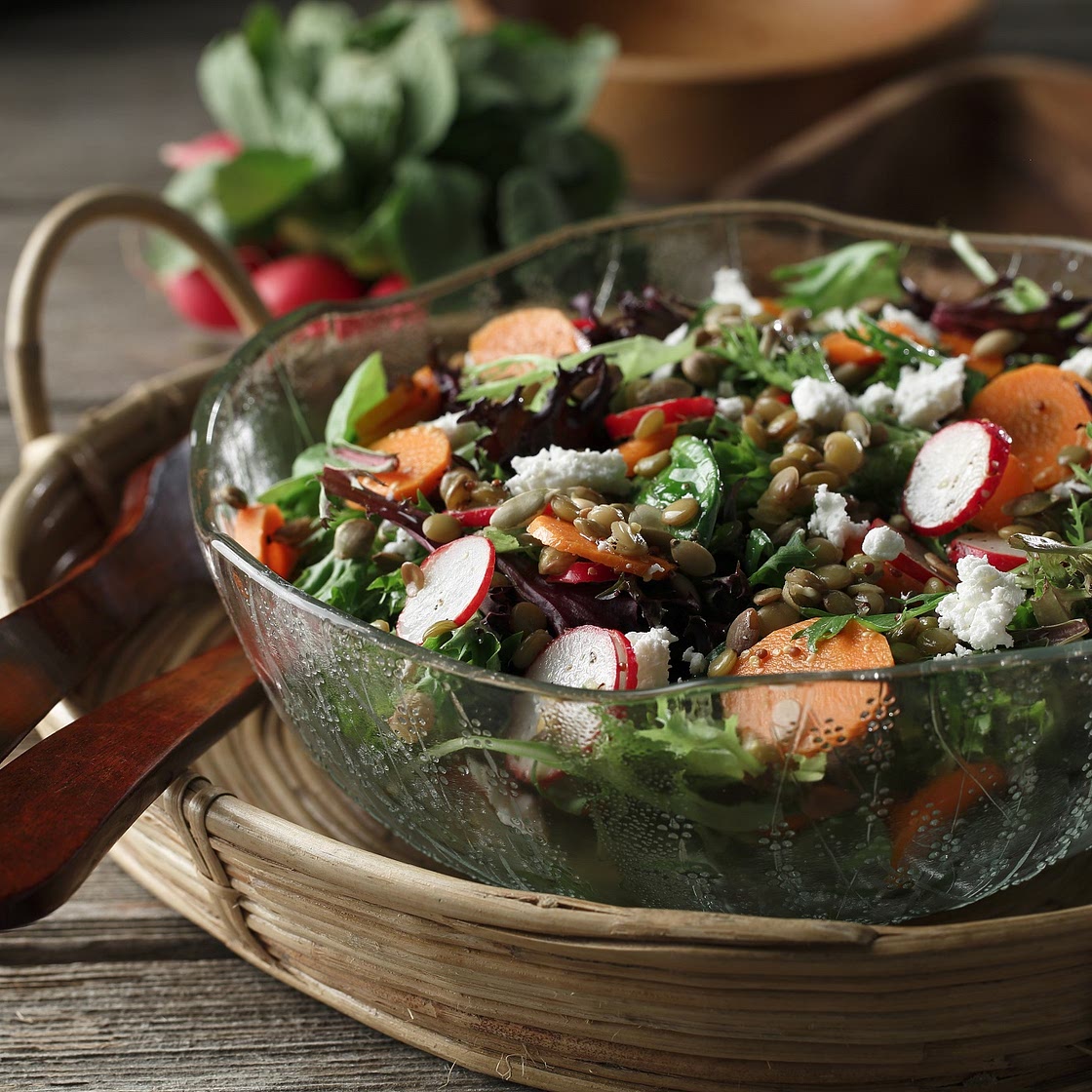 Spring Greens with Quick Pickled Lentils & Vegetables