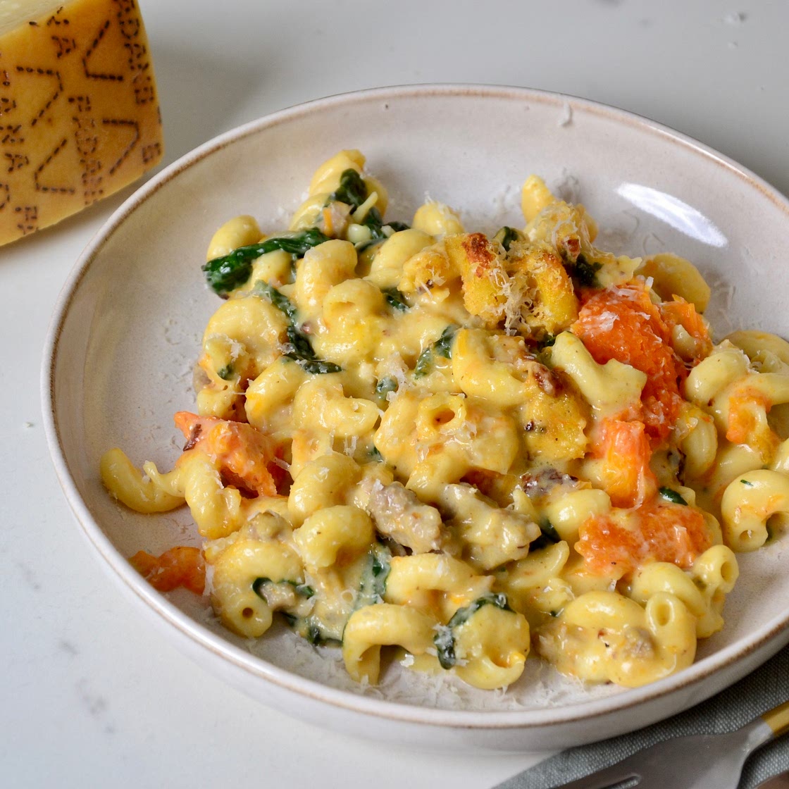 ITALIANO - Pasta al forno con zucca, salciccia e spinaci