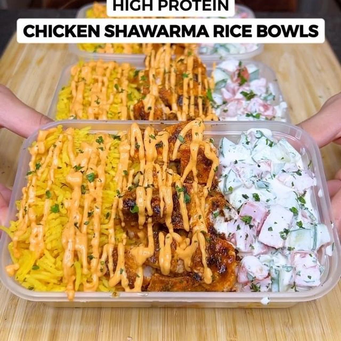High Protein Chicken Shawarma Rice Bowls! ONLY 490 CALORIES!🍗🥙🔥