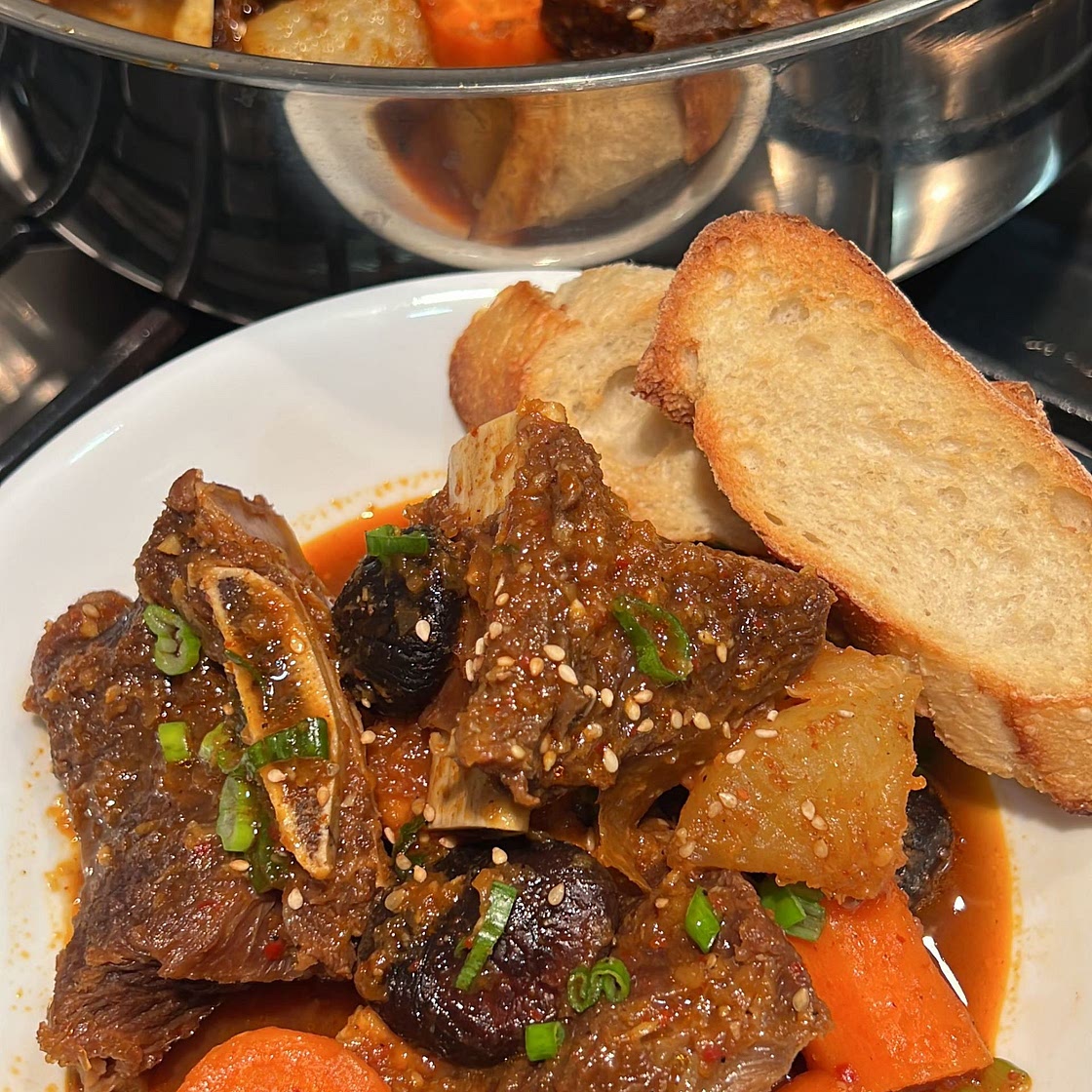 Spicy Korean braised short ribs 