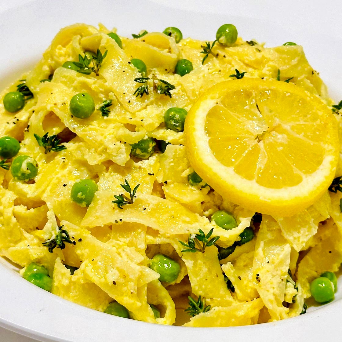 Fettuccine with Green Peas in Lemon Crème Fraîche