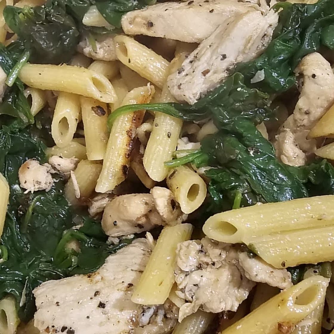 Chicken & Spinach Skillet Pasta with Lemon & Parmesan