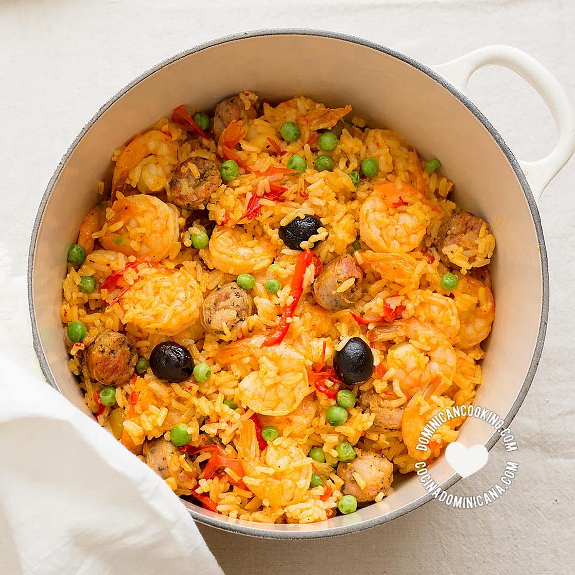 [Recipe + Video] Locrio de Longaniza y Camarones ("Surf and Turf" Rice)
