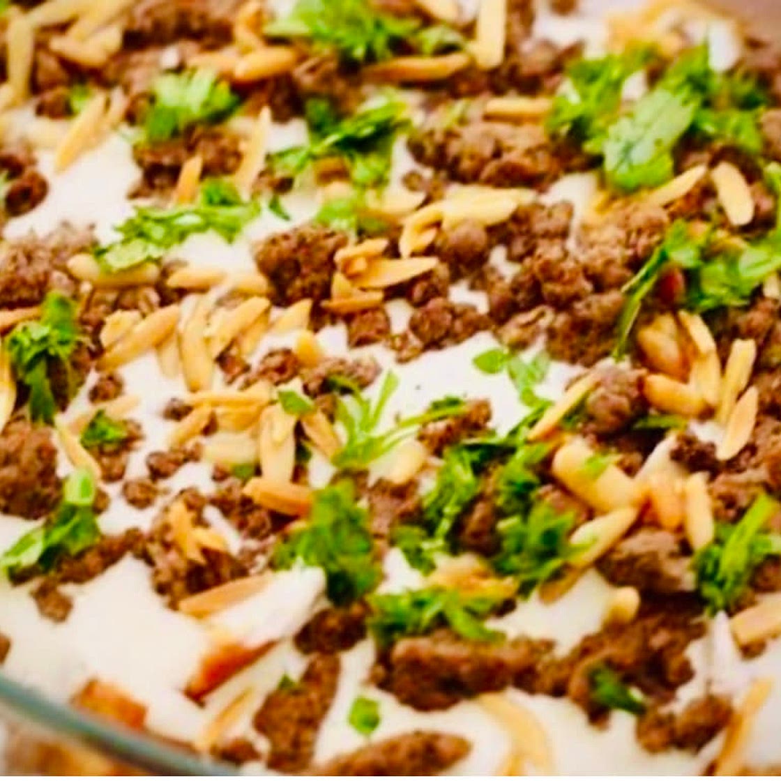 Fattet Hummus B’ Lahme or “Chickpeas & Beef Hodgepodge”