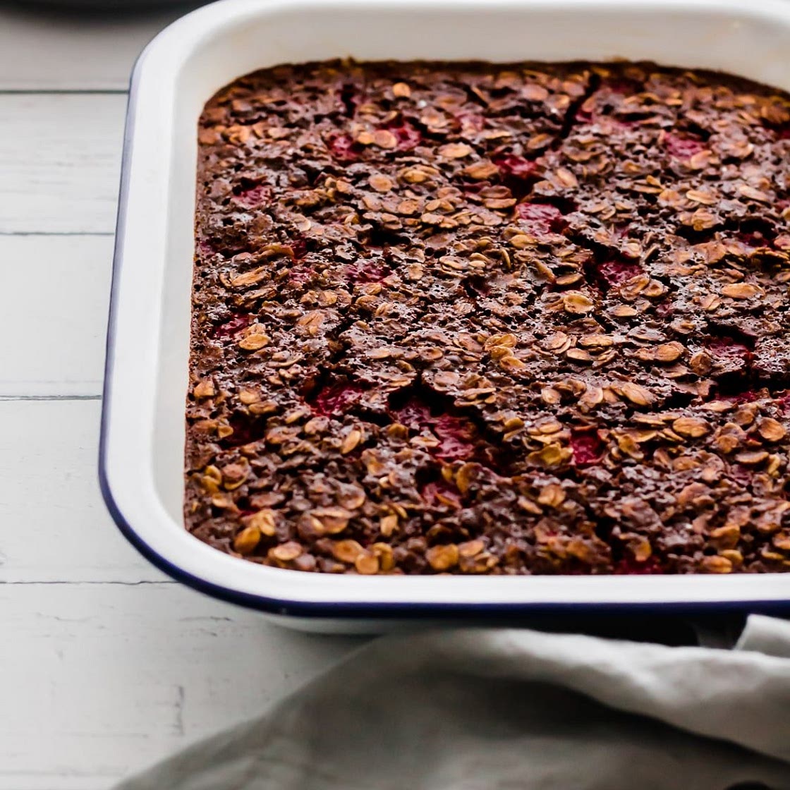 Chocolate Raspberry Baked Oatmeal