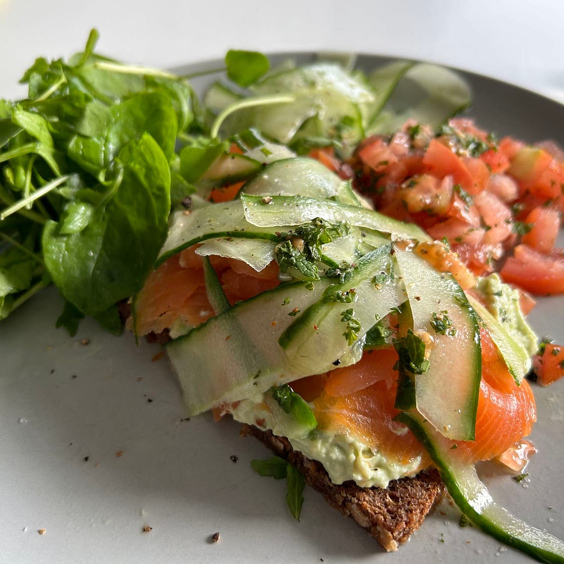 Avo and smoked salmon on toast