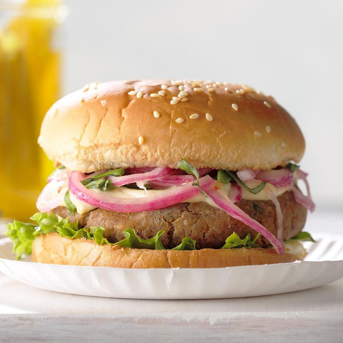 Air-Fryer Chickpea and Red Onion Burgers