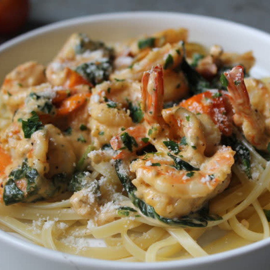 Épinard crevette crème