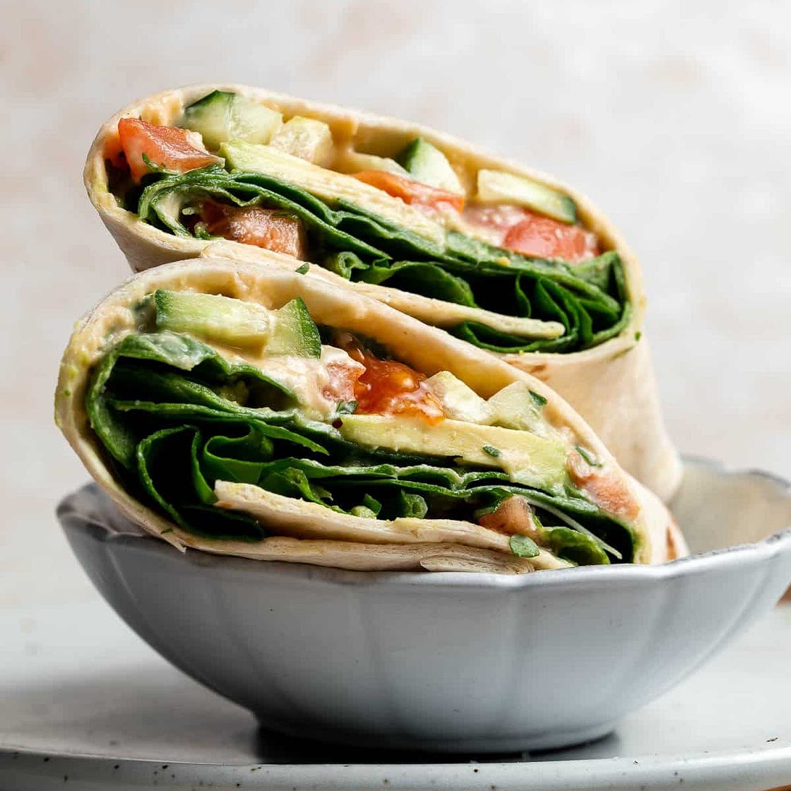 Hummus and vegetable wrap