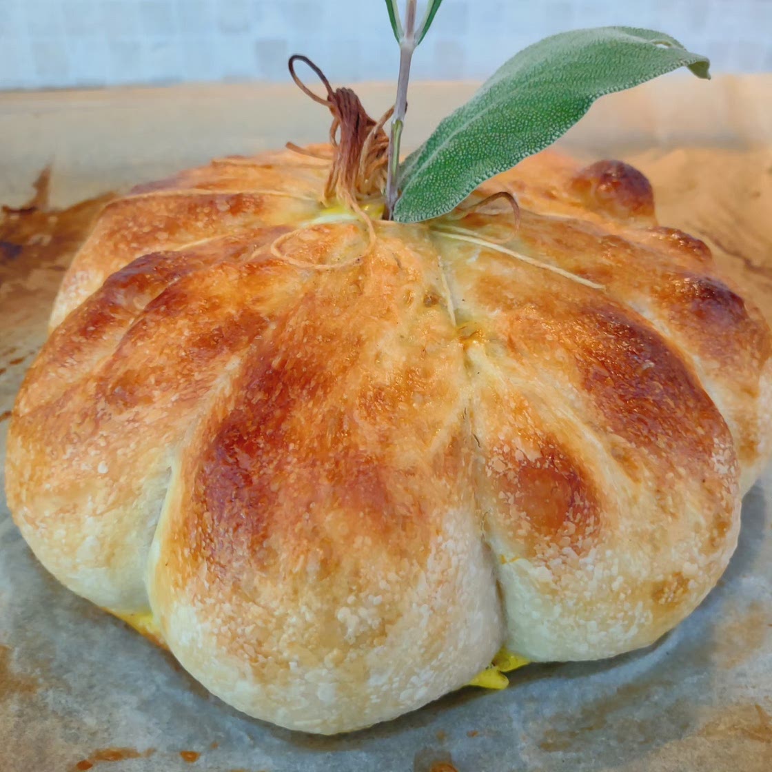 Pumpkin and cheese filled calzone