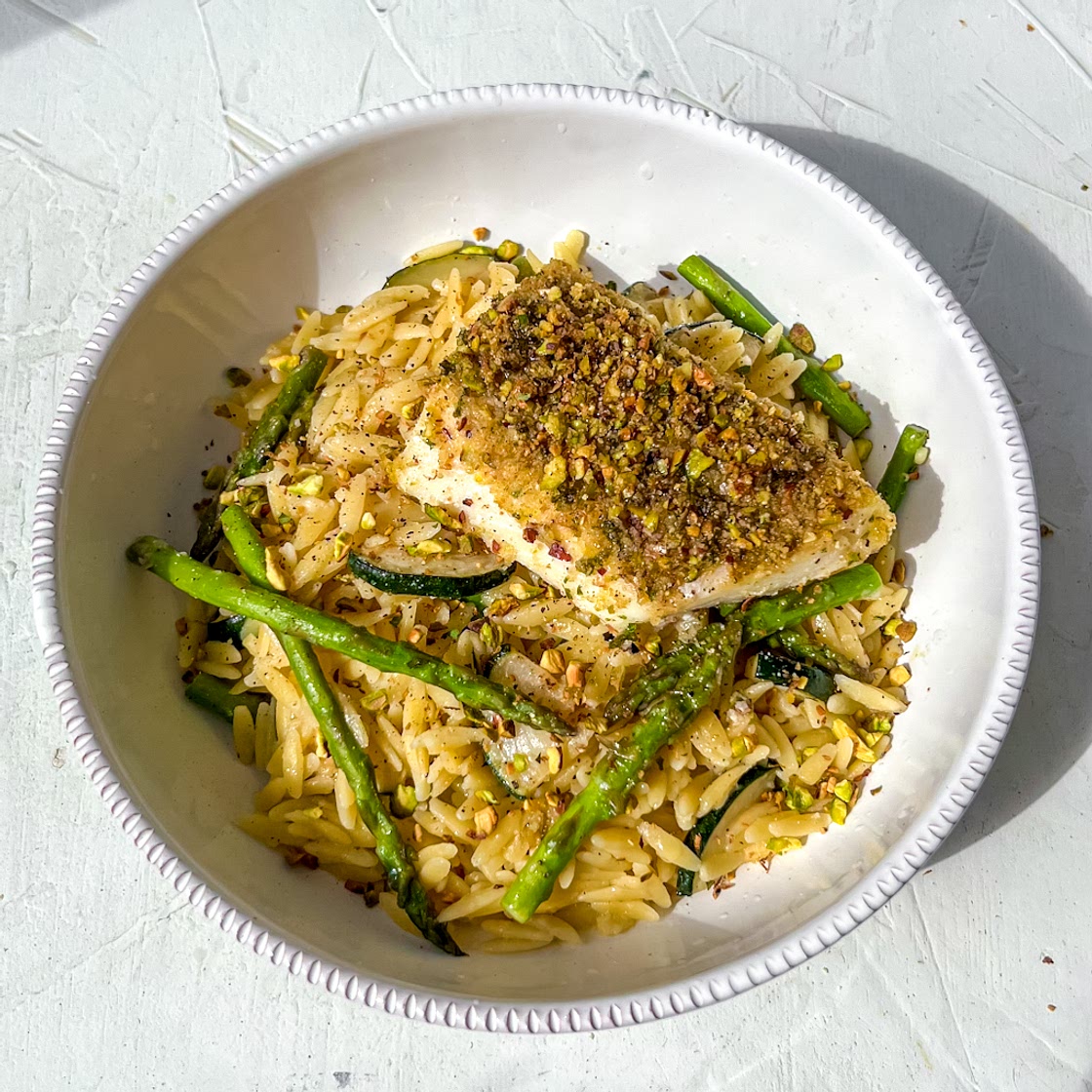Pistachio Cod Orzo