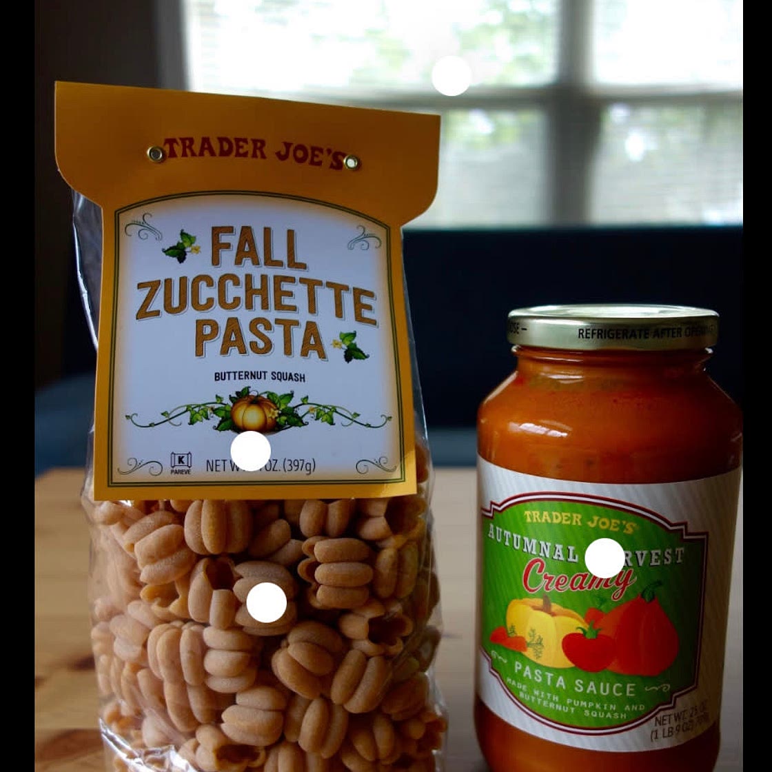 TJ autumnal harvest sauce with zucchette and meatballs 