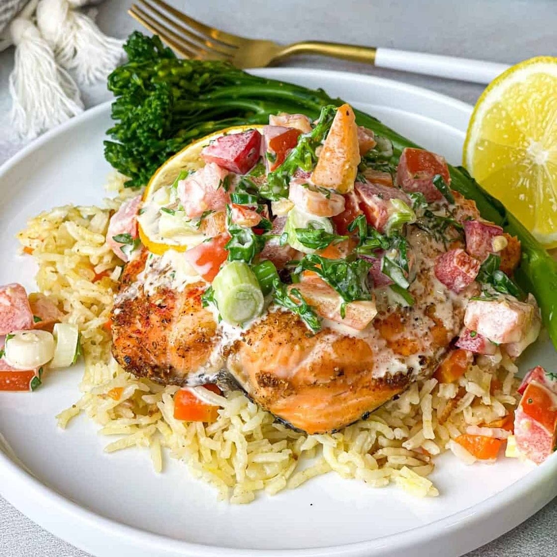 Cajun Salmon with Tahini Salsa Recipe