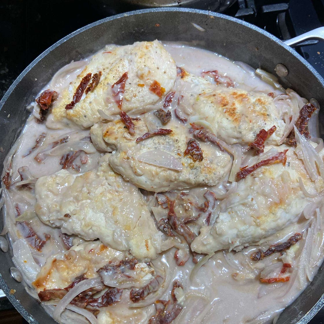 Chicken and Sun-Dried Tomatoes in Creamy Madeira Sauce