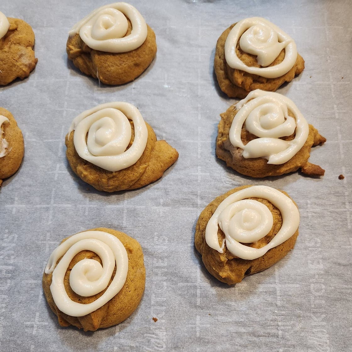 Pumpkin Cookies with Cream Cheese Frosting