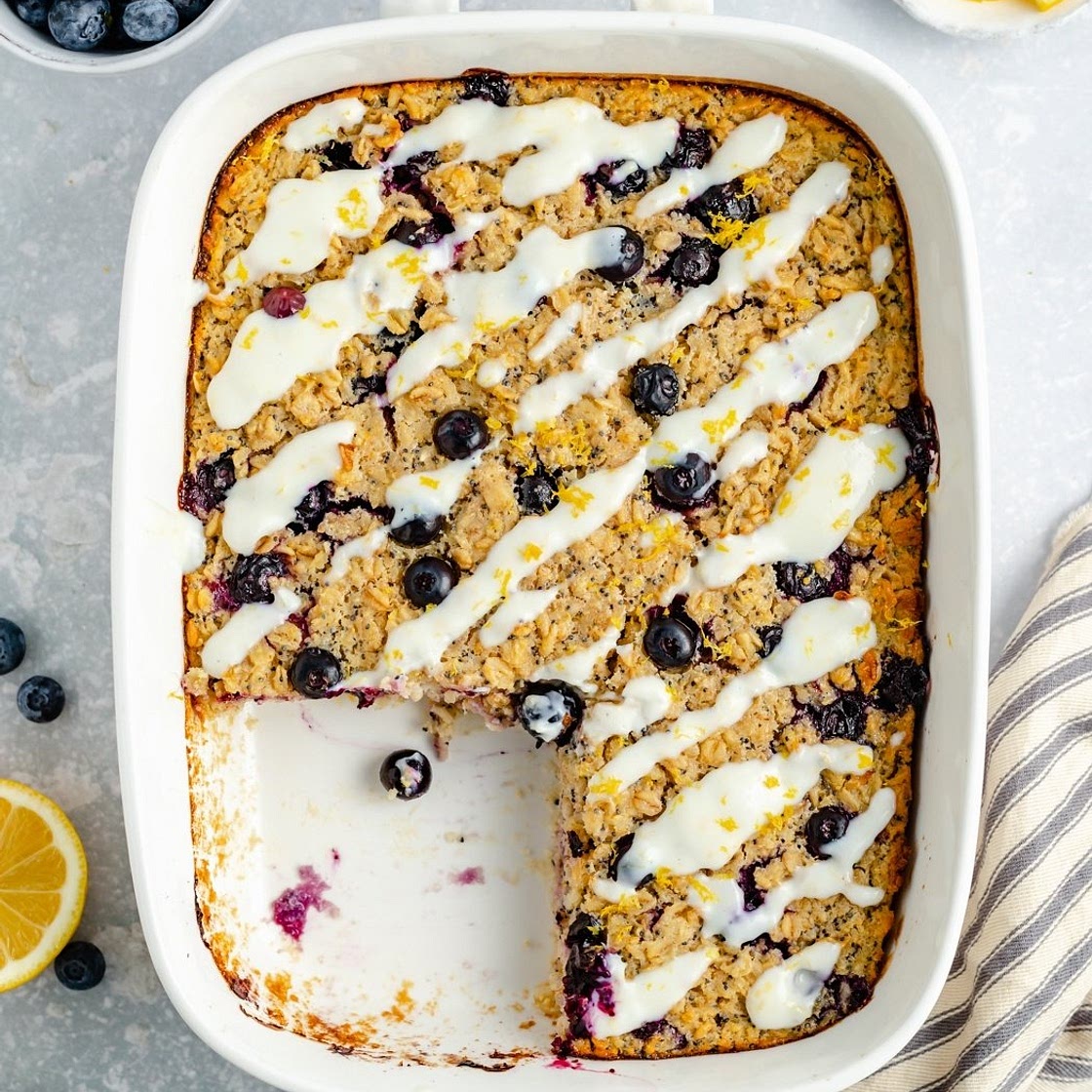Lemon Poppy Seed Blueberry Baked Oatmeal