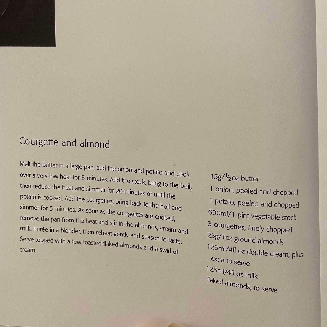 Courgette and almond soup 