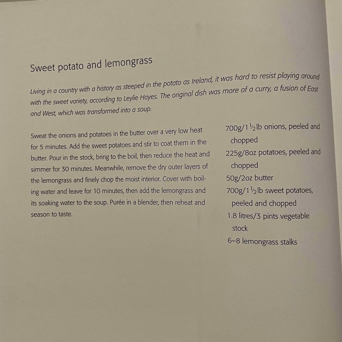 Sweet potato and lemongrass soup