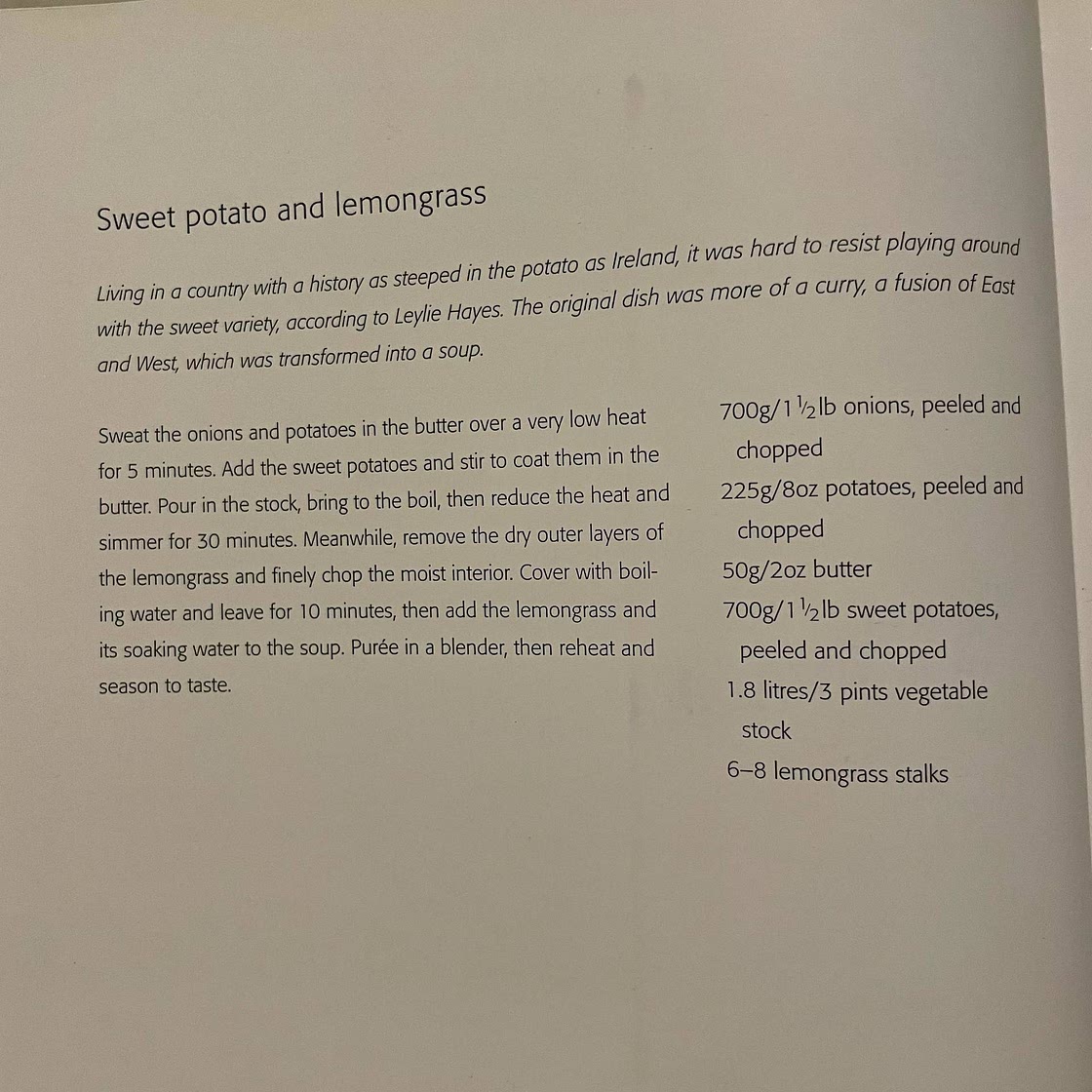 Sweet potato and lemongrass soup