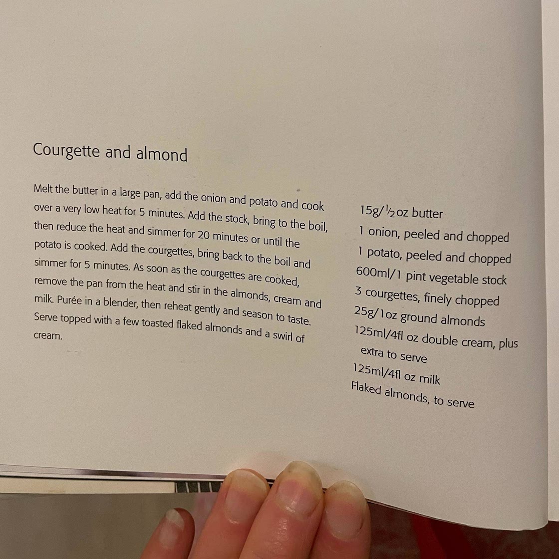 Courgette and almond soup 